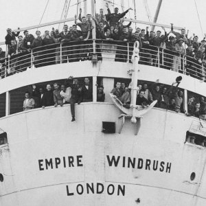 The Windrush arriving in port